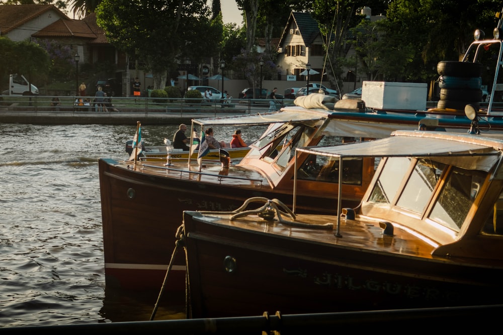 a couple of boats that are sitting in the water