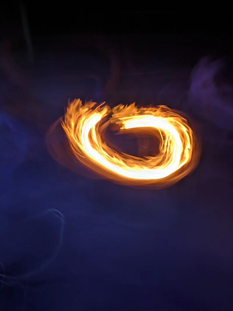 bonfire taken with night mode with movement to create the effect