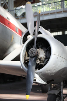 Detailed image showing the aircraft’s engine and propeller setup highlighting quality craftsmanship.