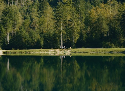 A serene landscape depicting a family enjoying their time together outdoors.