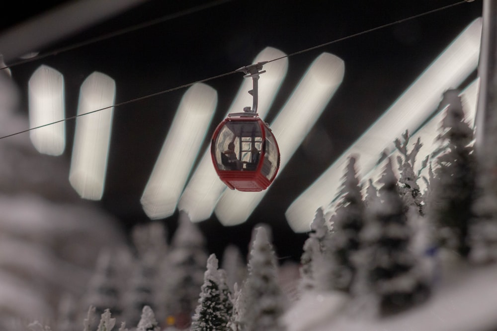 a ski lift with a person inside of it