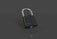 A single metallic padlock is positioned at an angle against a dark background. The lock is shiny, with engraved text visible on its body, including the words 'LOCK' and 'SECURITY'.