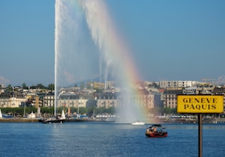 Elegant cafes along the Geneva waterfront bustling with travelers and locals alike.