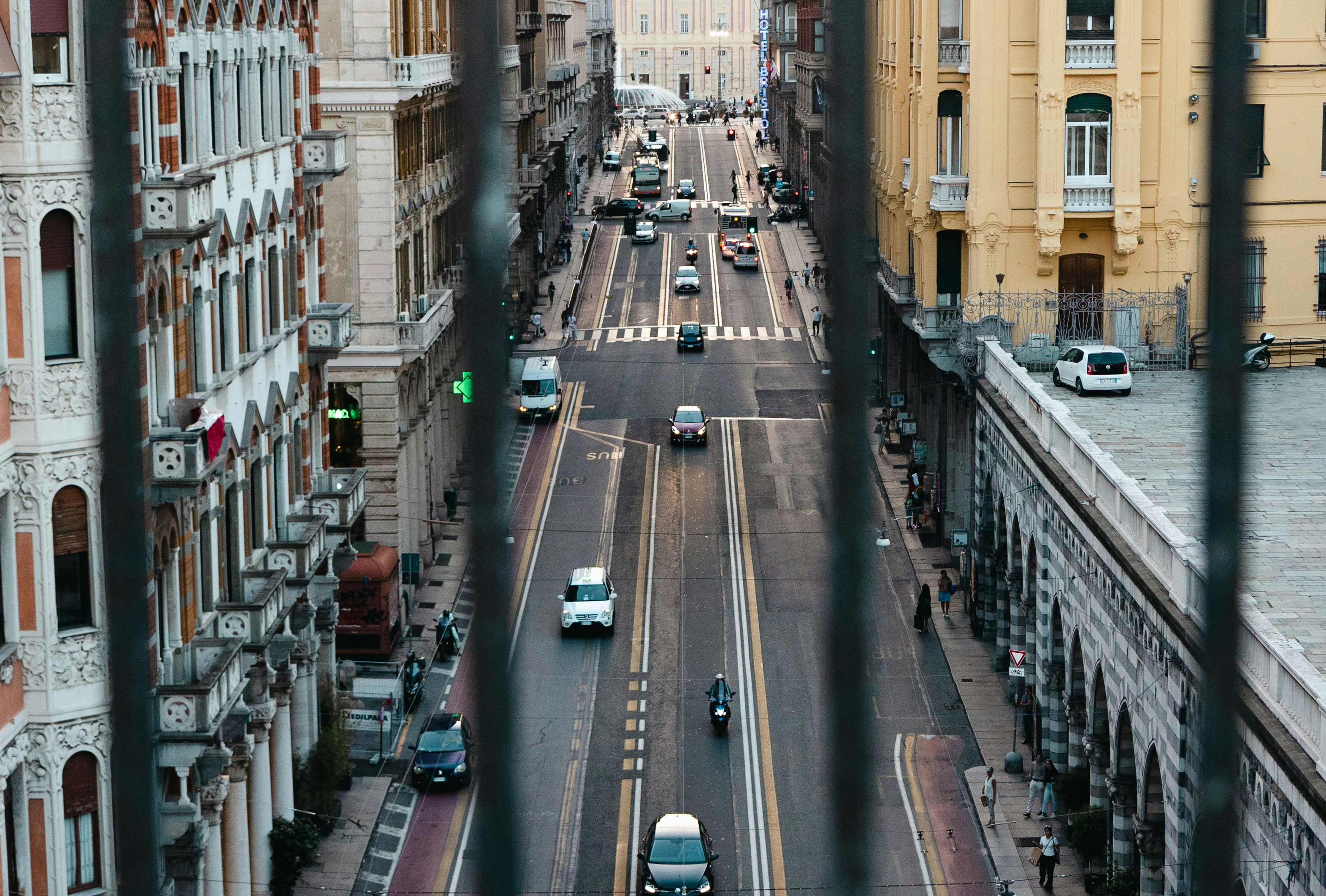 Metropolitan city life scene