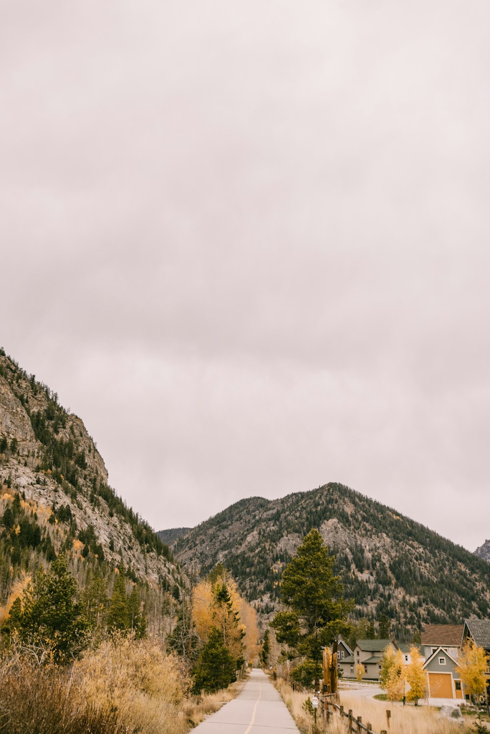 a road with a mountain in the background