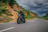 A rider enjoying a scenic route on a Yamaha bike near Bogotá's outskirts.