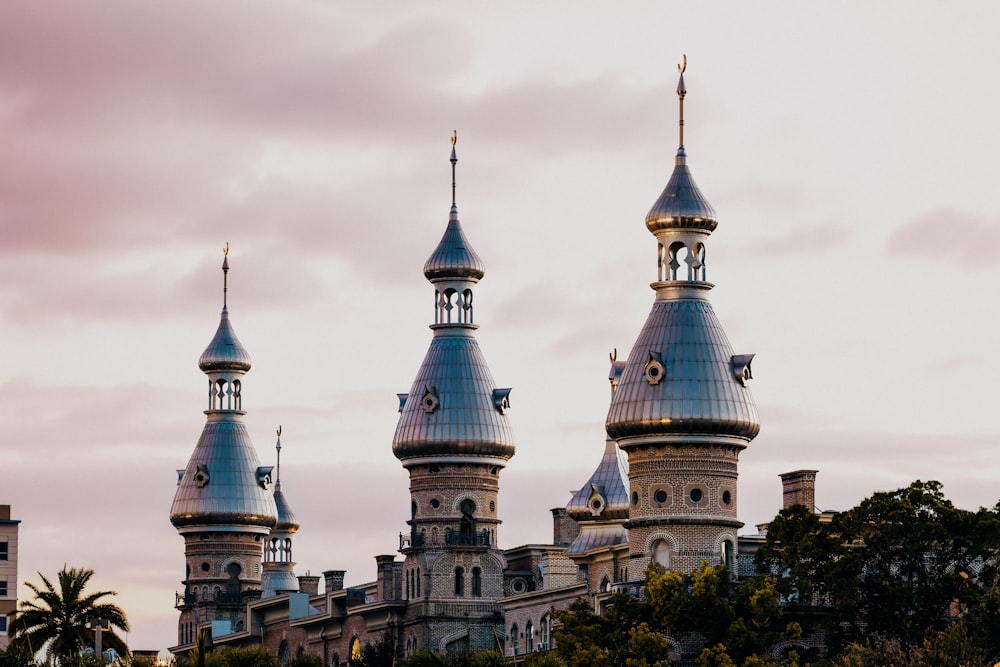 a large building with two towers and a clock