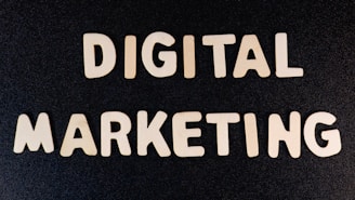 the words digital marketing written in white type on a black background