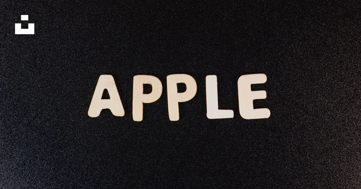 Apple In Words The word apple spelled with white letters on a black background photo ...