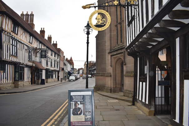 A historical map of Stratford-upon-Avon, Shakespeare's birthplace.