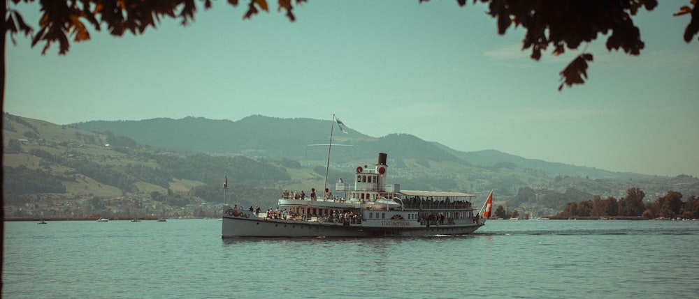 a large boat on a large body of water