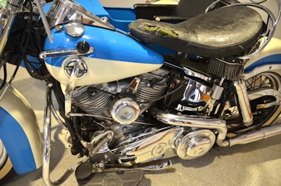 A vintage motorcycle with classic features.