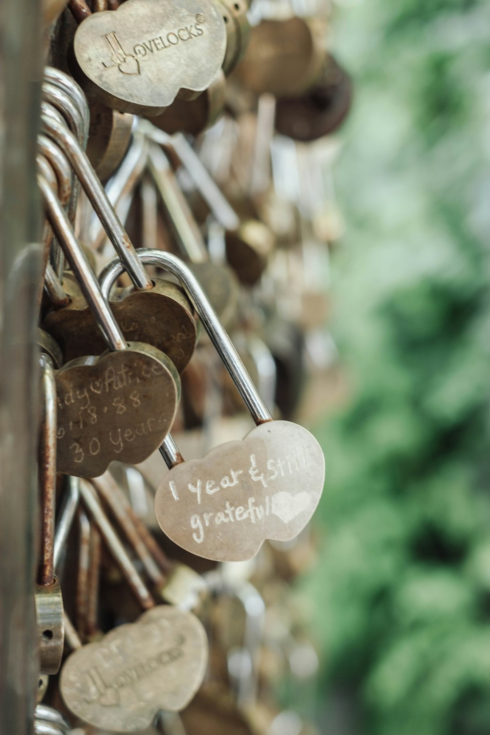 a bunch of love locks attached to a pole