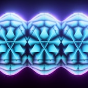 AI-inspired pattern of interconnected geometric shapes illuminated in electric blue and indigo.