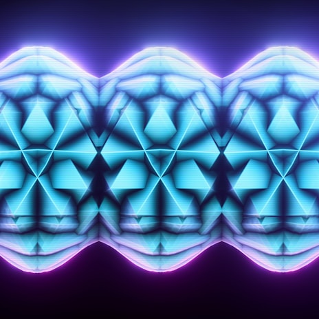 A futuristic AI-inspired pattern with geometric shapes and dynamic gradient accents.