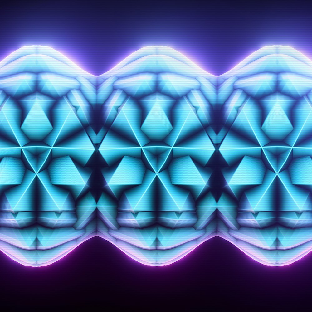 a blue and purple background with hexagonal shapes