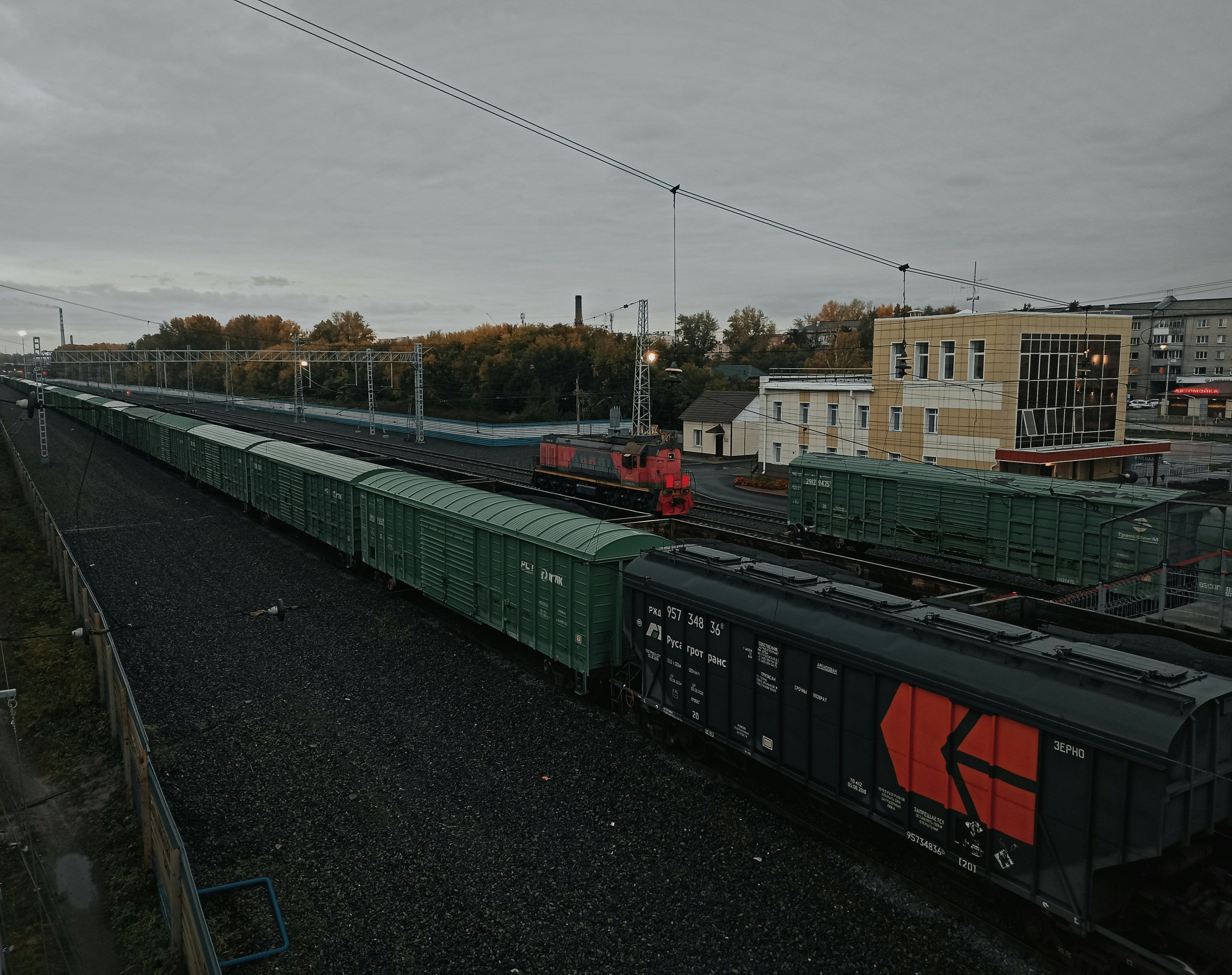 View of the train station from the bridge