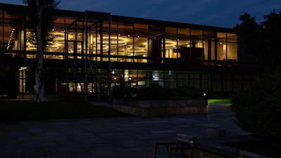 A modern commercial building in Gosforth illuminated by energy-efficient lighting installed by Northern Volt.