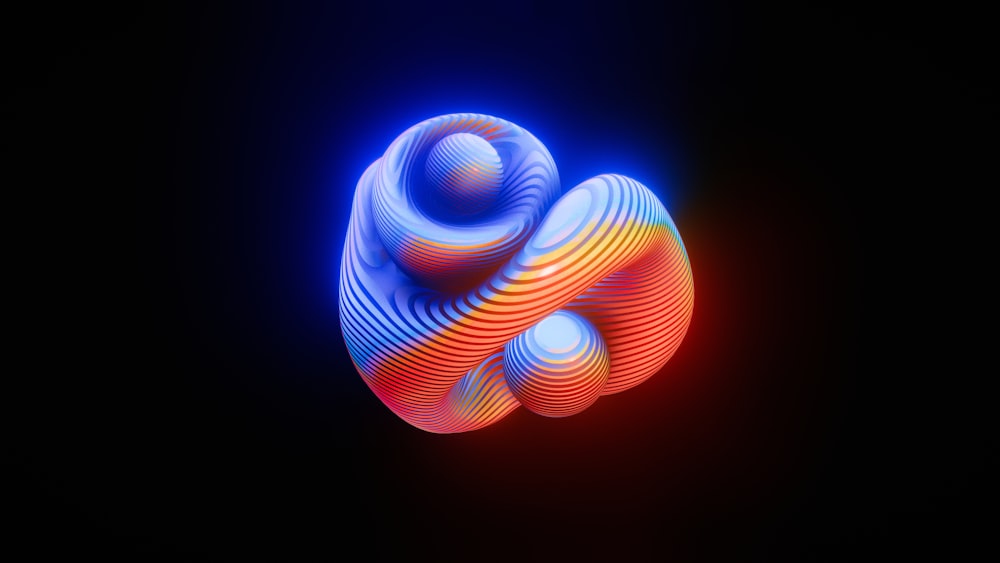 a blue and red object with a black background