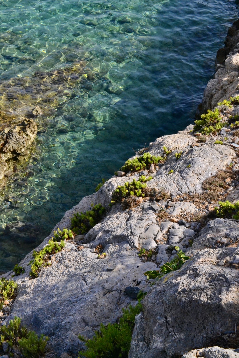 the water is crystal clear and blue