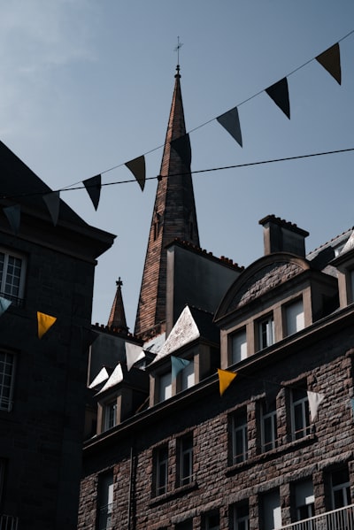 a building with a steeple and a clock tower