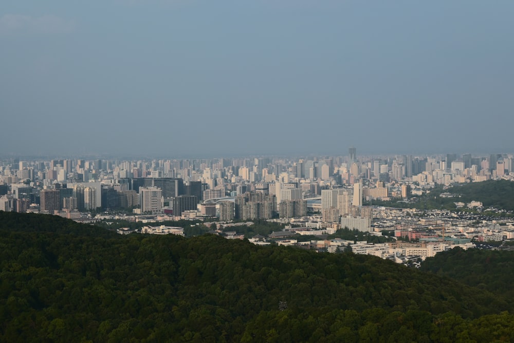 Una vista de una ciudad desde la cima de una colina