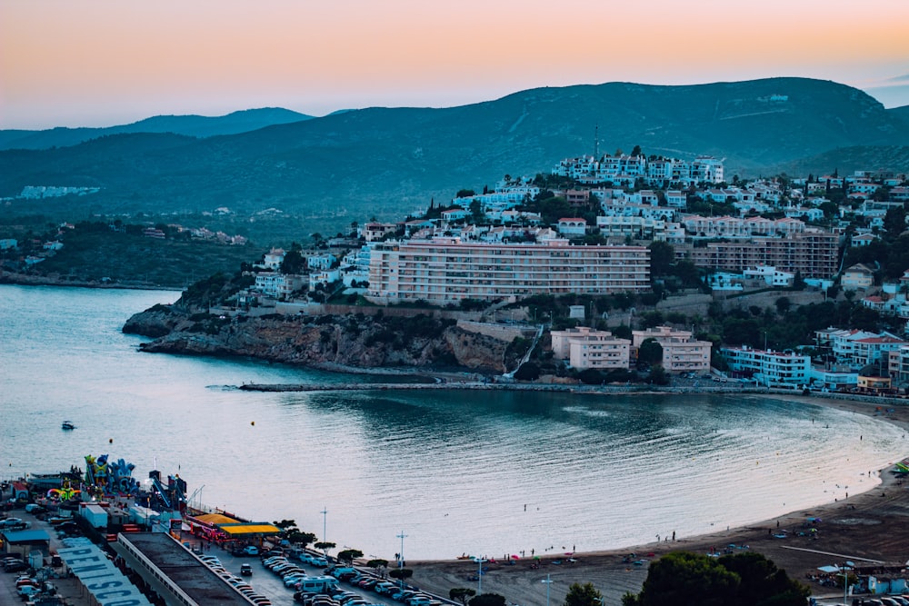 a large body of water next to a city