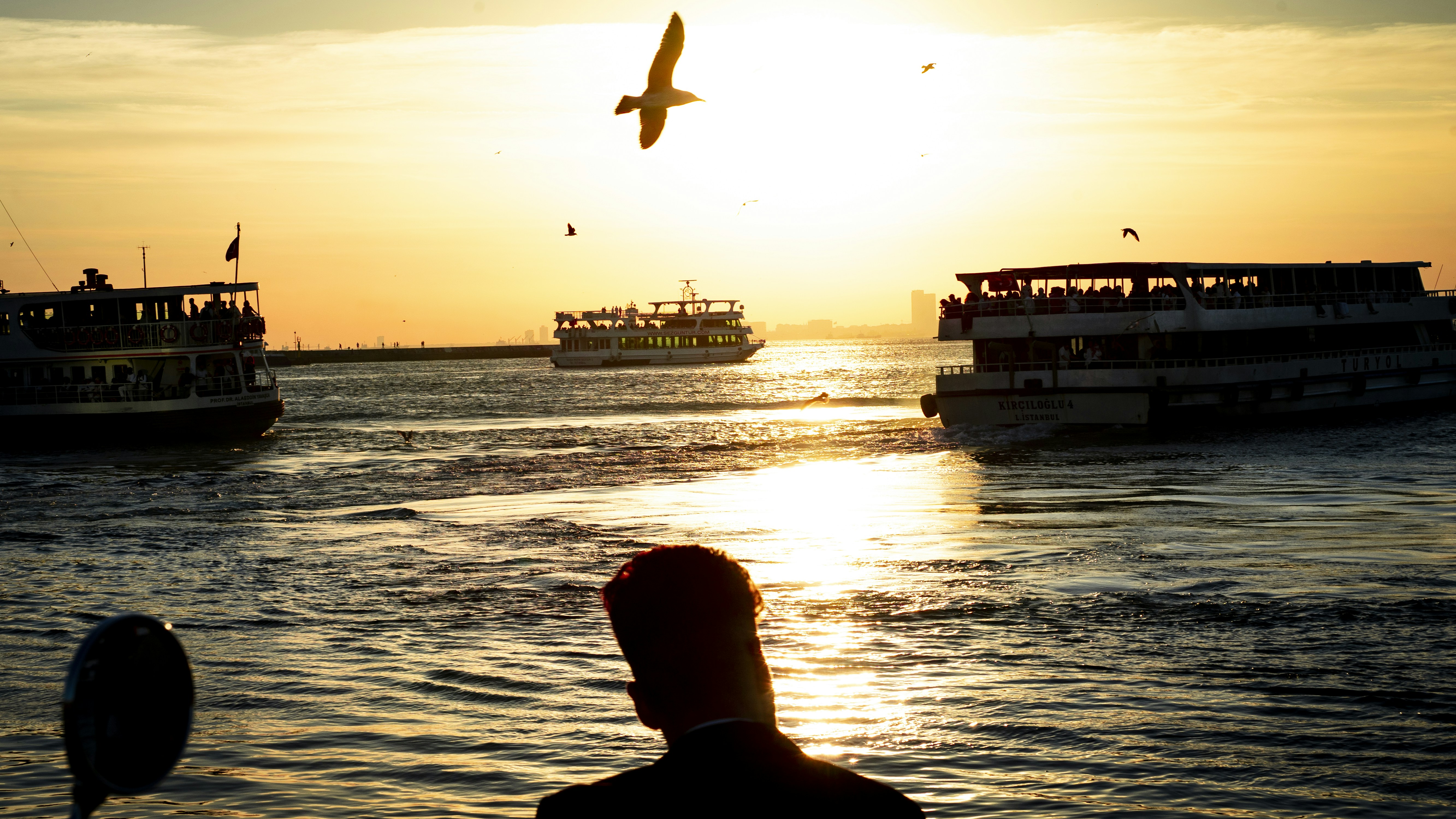 a group of boats floating on top of a body of water, 