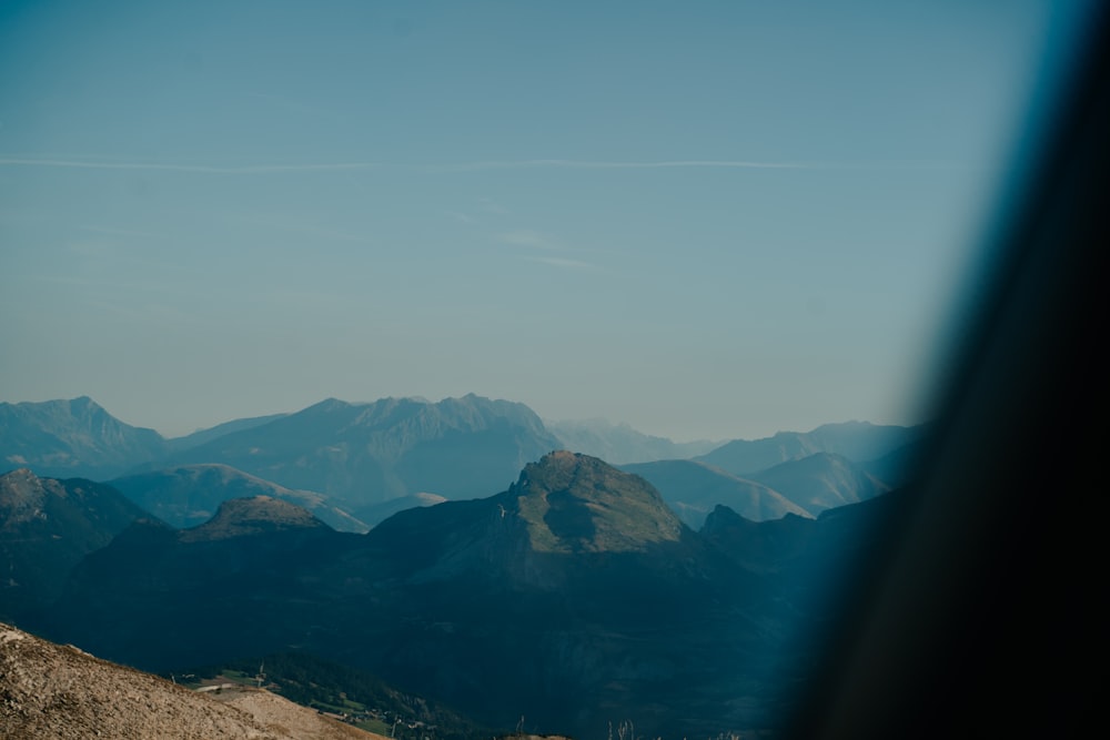 a view of a mountain range from a plane window