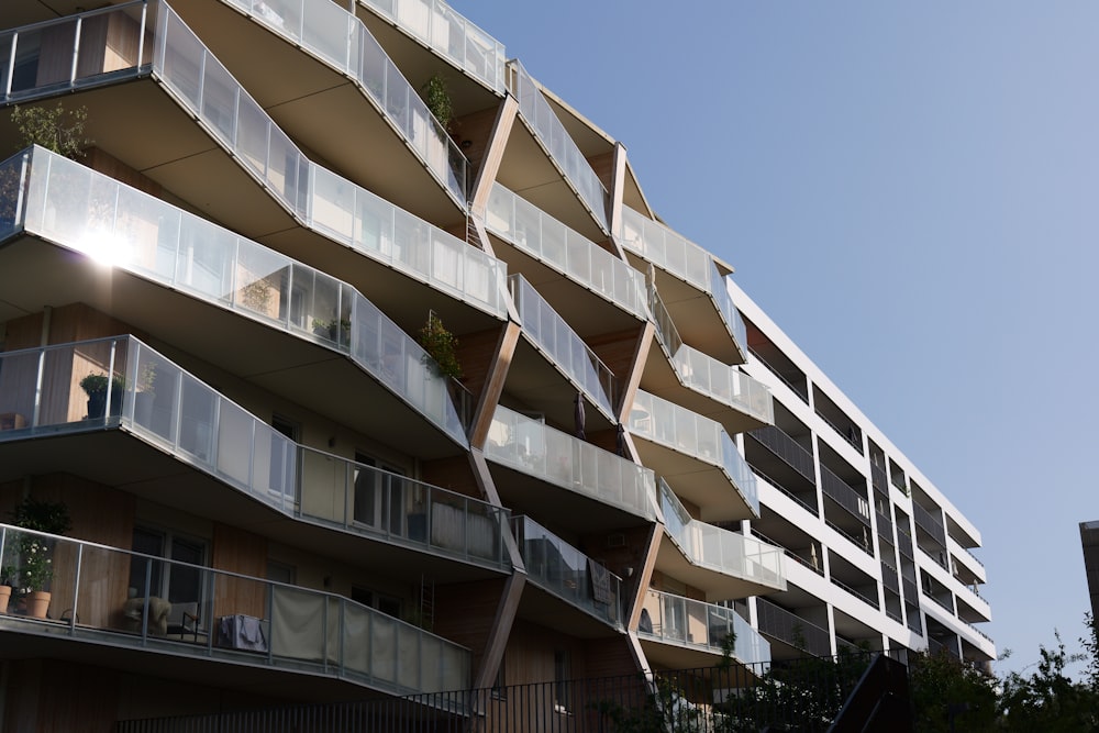 a tall building with balconies and balconies on the balconies