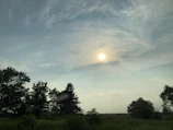 A serene morning sky with soft clouds over a quiet landscape.