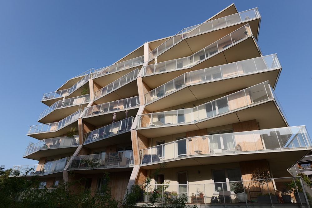 a tall building with balconies and balconies on the balconies