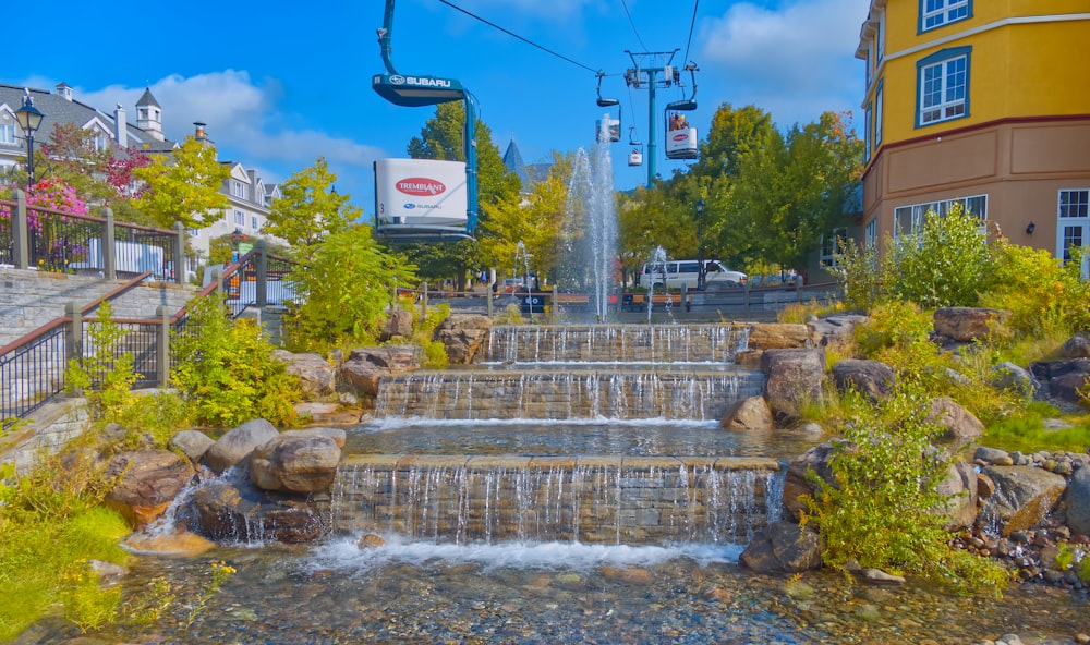 a water fall in the middle of a city