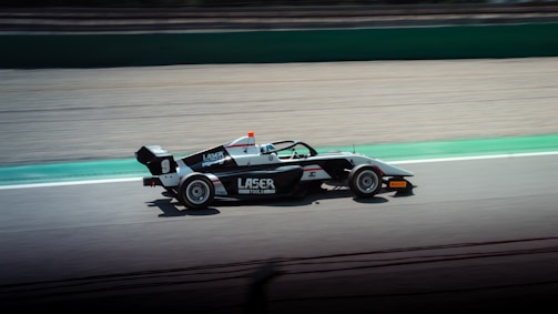 a race car driving down a race track