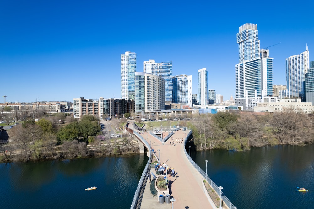 a view of a city from a bridge