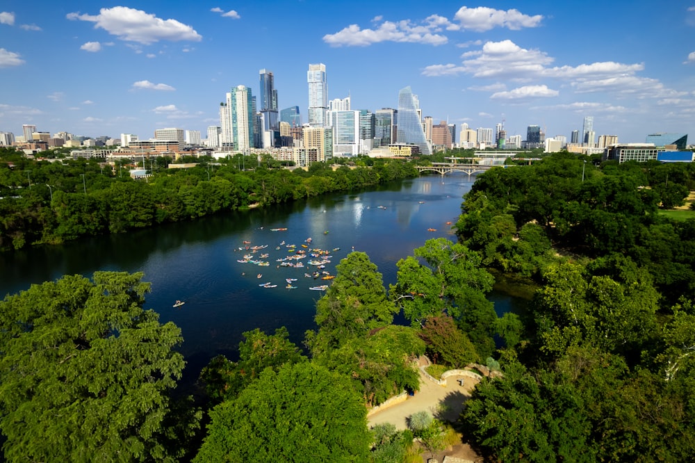 a view of a city and a river