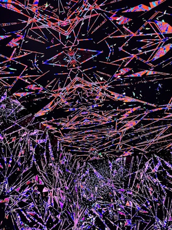 An abstract digital artwork bursting with bold shapes and vibrant colors.