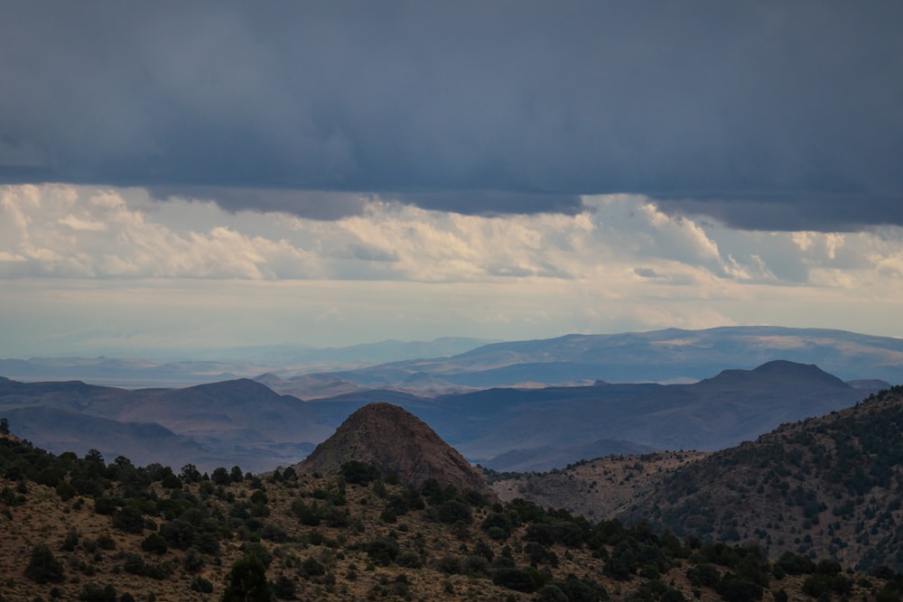 a view of a mountain range from a distance