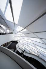 a view from the top of a building looking down at the ceiling