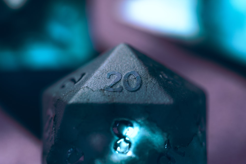 a close up of a dice with the number twenty on it