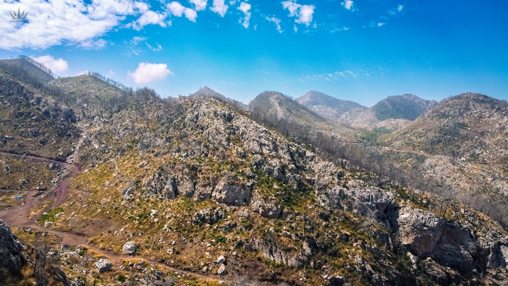 a view of a mountain range from a plane