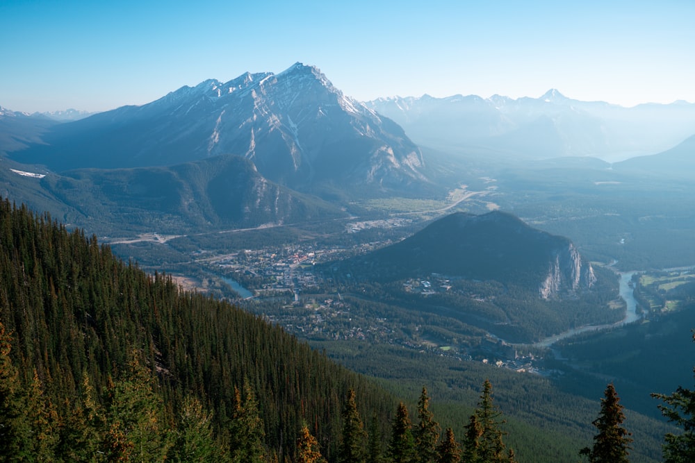 a view of a valley in the mountains