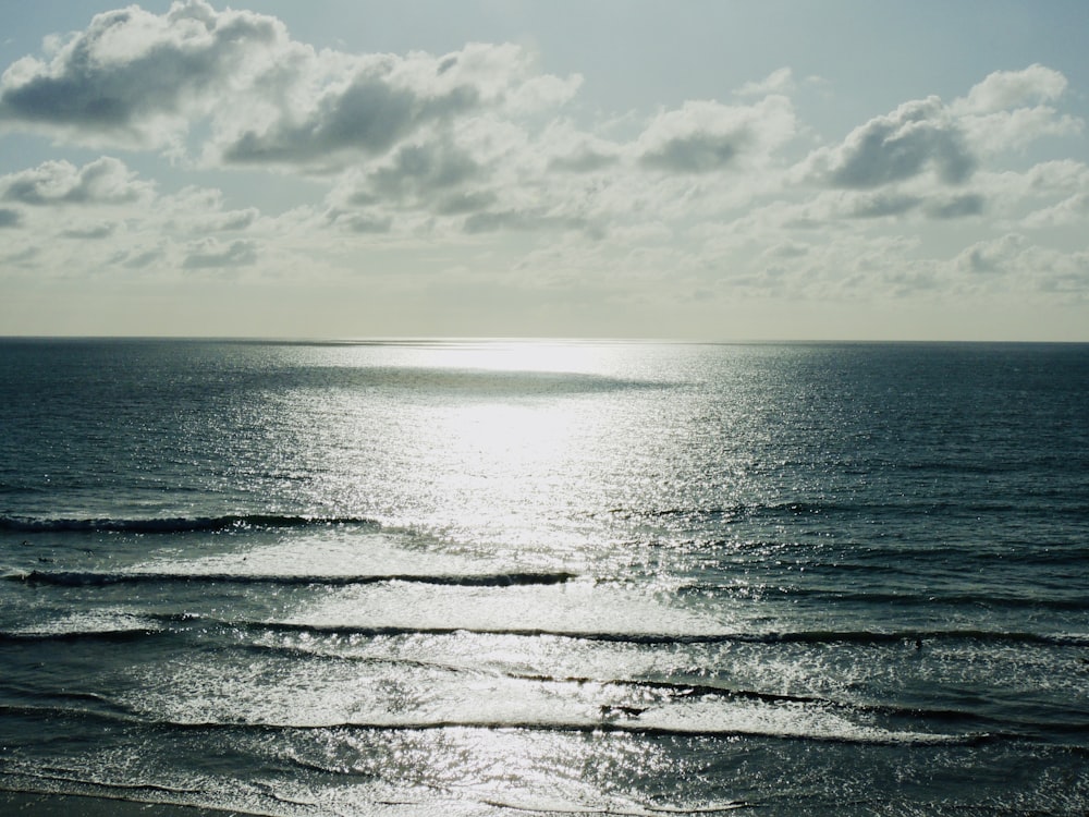 a view of the ocean from a beach