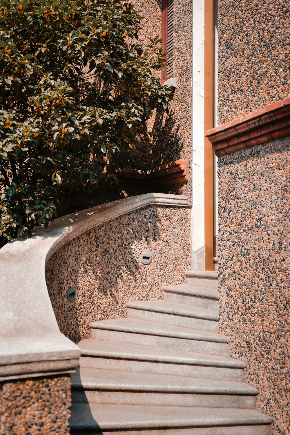 a set of stairs leading up to a building