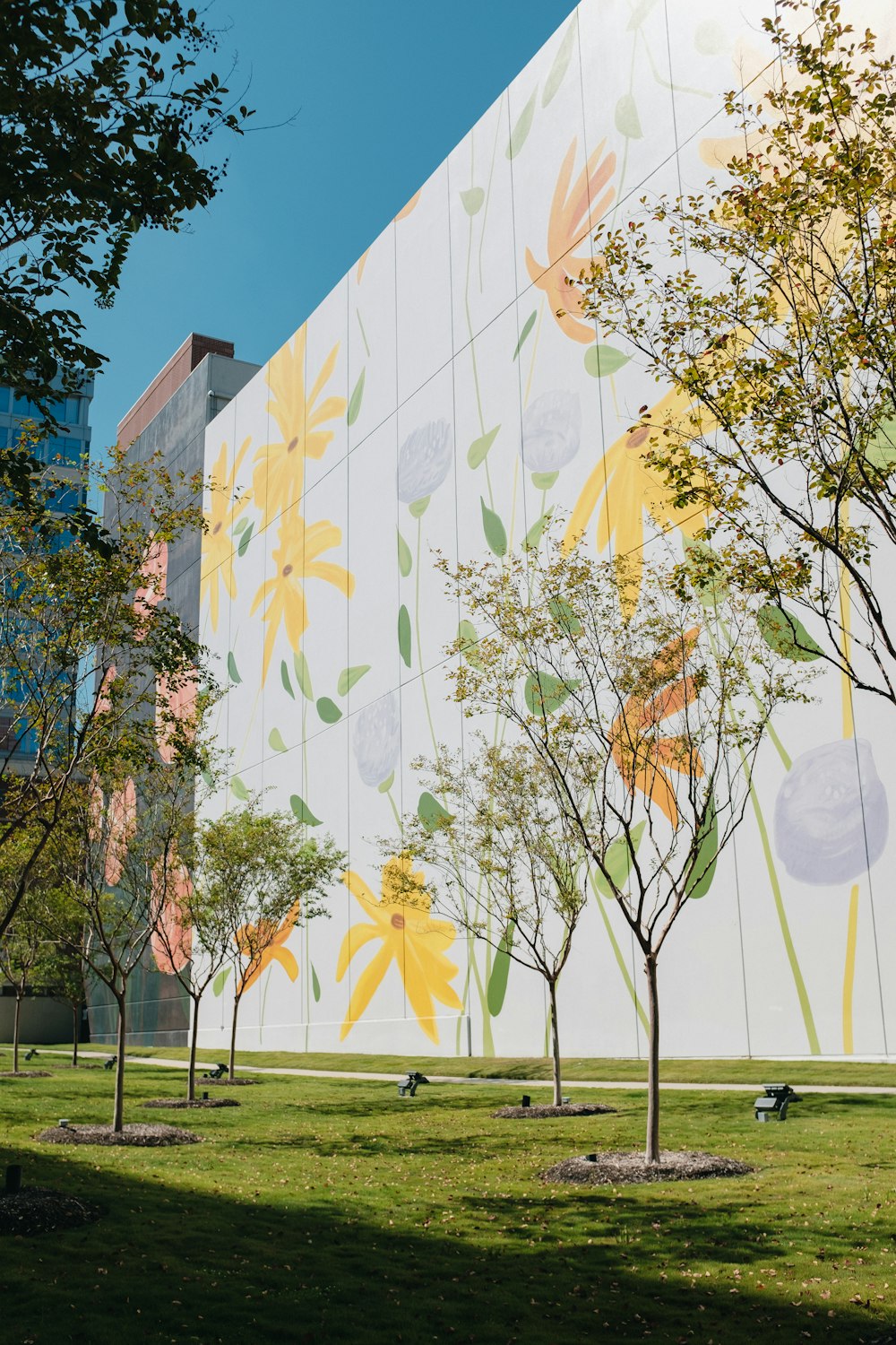 a building with a mural on the side of it