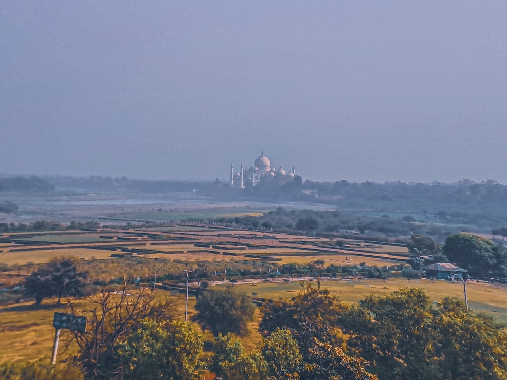 a view of a large building in the distance