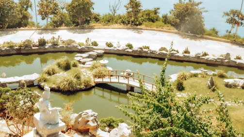 A serene outdoor space with a peaceful garden for reflection.