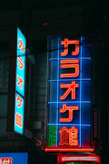 A cyberpunk style card displaying 日本語 with a bright pink dot icon.