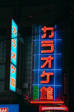 A cyberpunk style card displaying 日本語 with a bright pink dot icon.