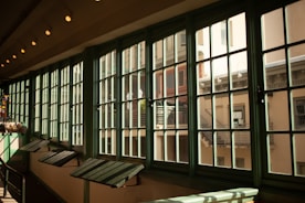 Energy-efficient windows displayed in a showroom.